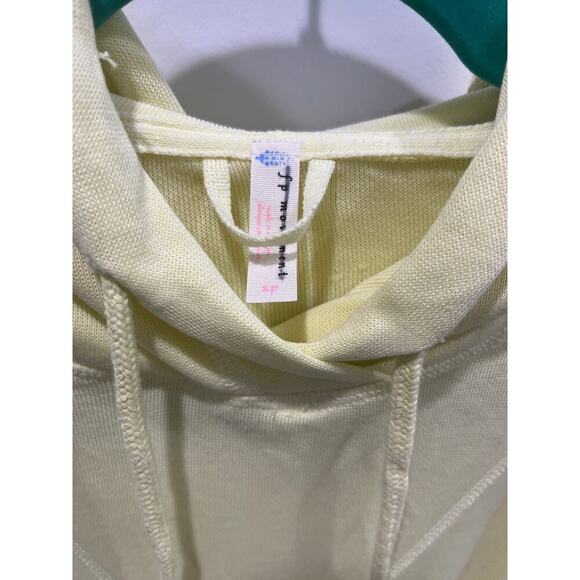 Free People Movement Yellow Cropped Drawstring Cropped Hoodie Sz S - Picture 2 of 6
